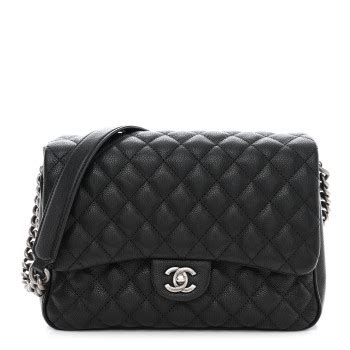 CHANEL Caviar Quilted Small Rock In Rome Flap Black.